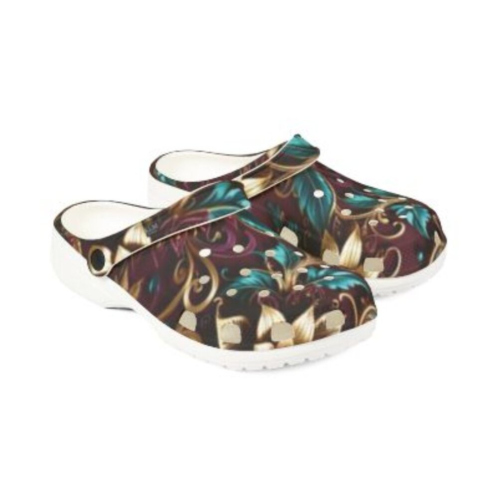 Teal & Gold Garden Slip-Ons